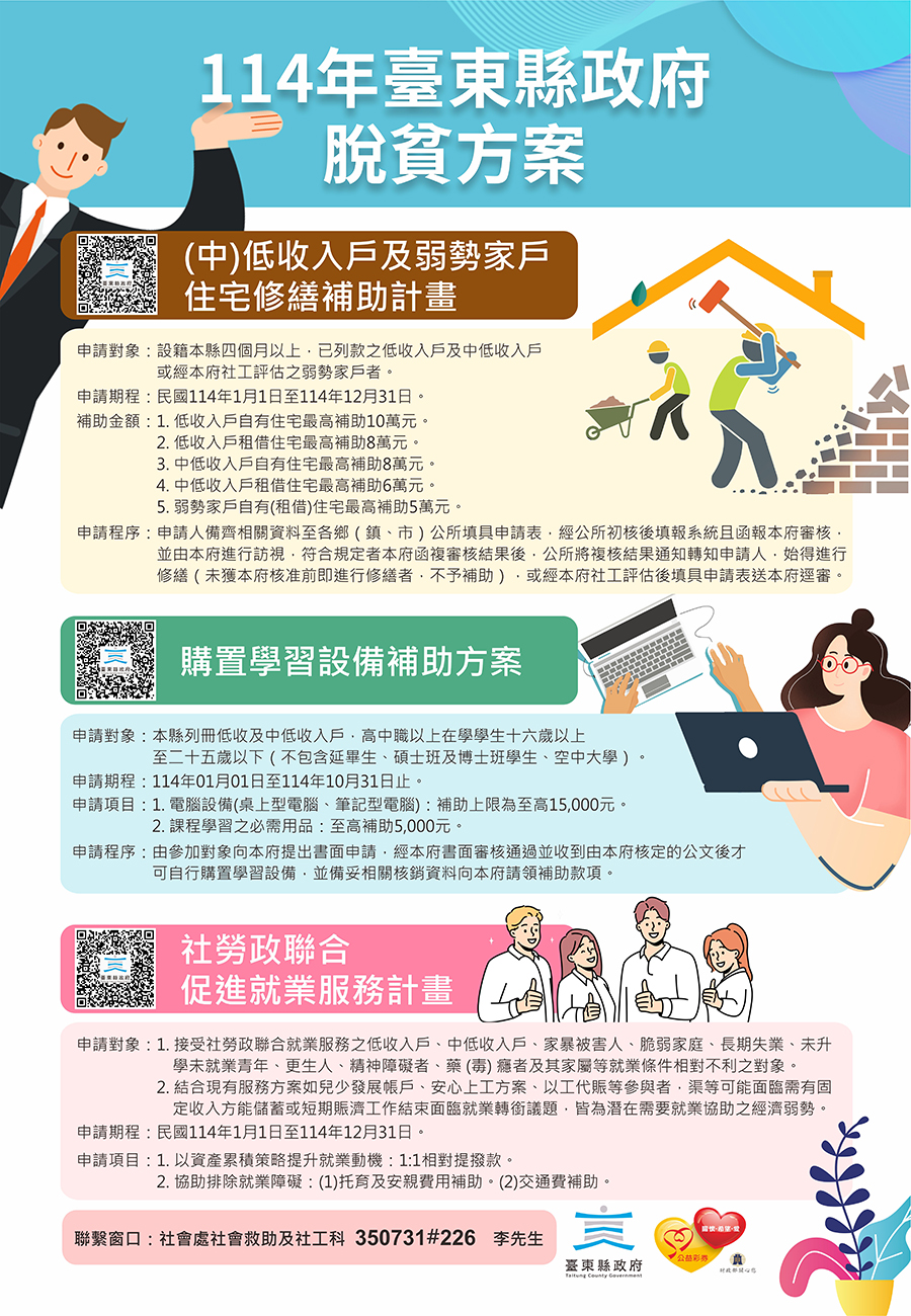 臺東縣政府114年脫貧支持服務計畫，內容如上方說明及附件。