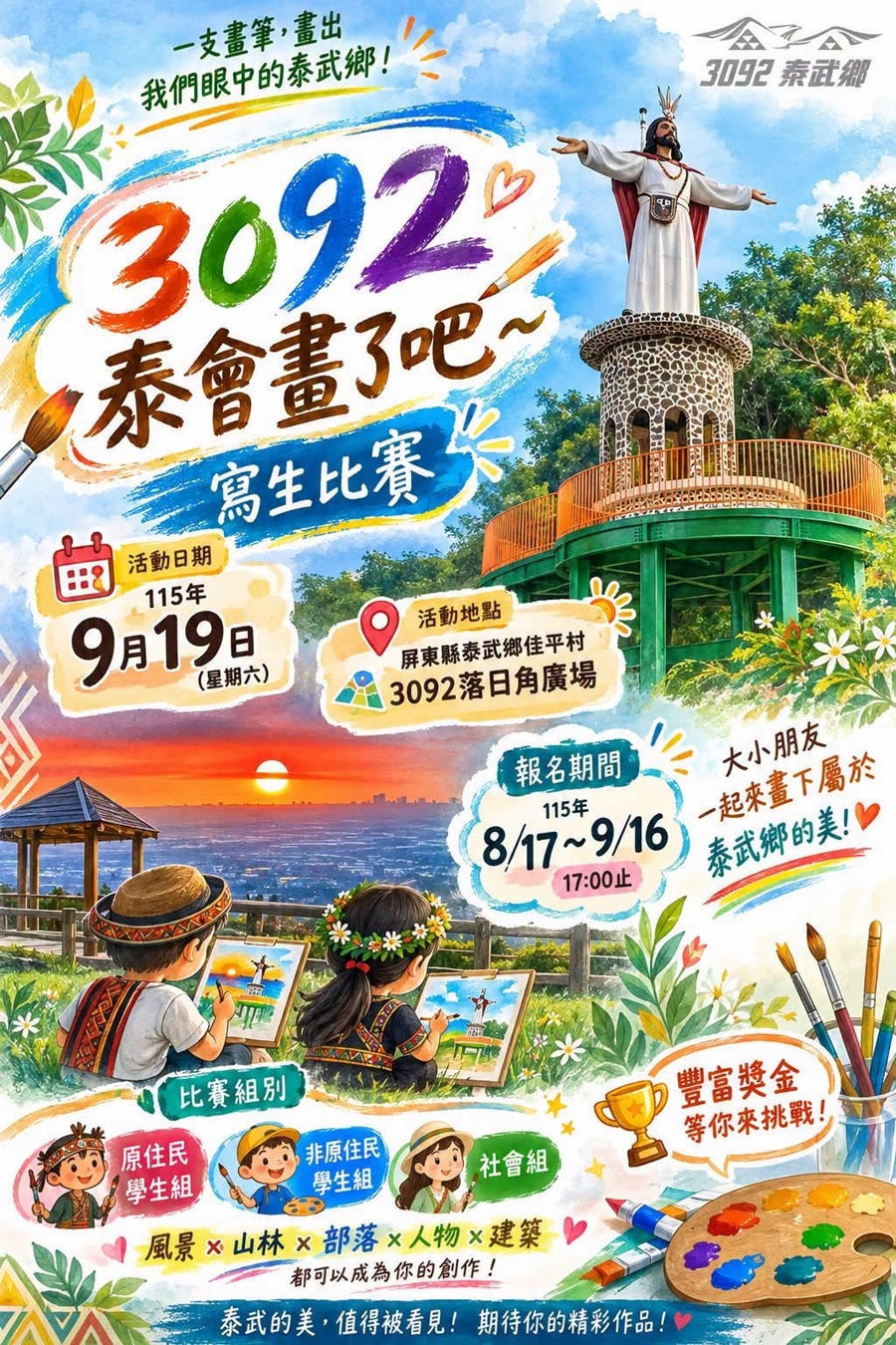 3092泰會畫了吧～寫生比賽，詳如圖片上方文字內容。
